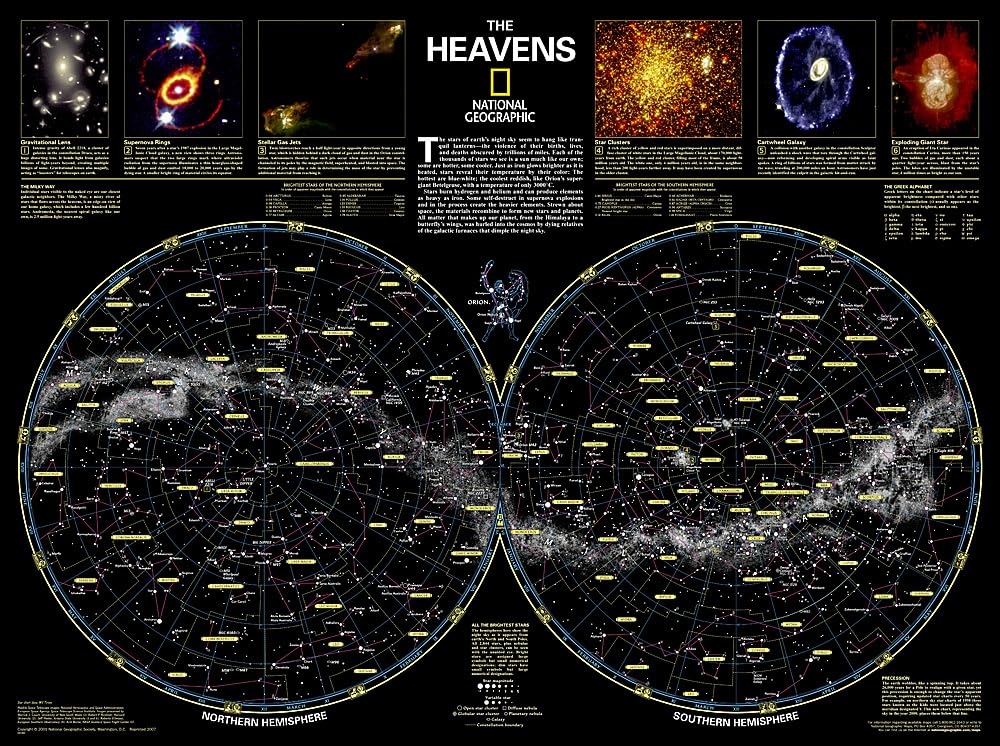 National Geographic Heavens Wall Map  Laminated (30.5 x 22.75 in) (National Geographic Reference Map),Used