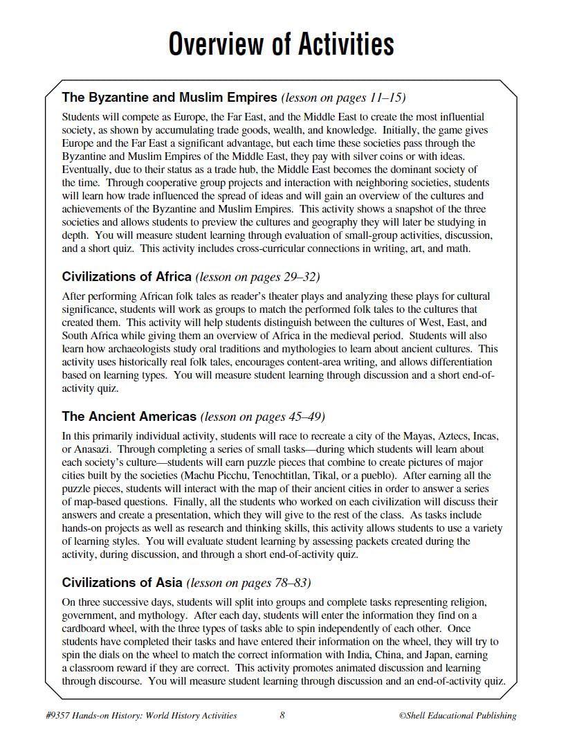 Handson History: World History Activities  Teacher Resource Provides Fun Games and Simulations that Support HandsOn Learning ,Used
