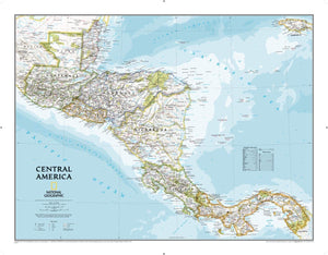National Geographic: Central America Classic Wall Map (28.75 X 22.25 Inches) (National Geographic Reference Map),New