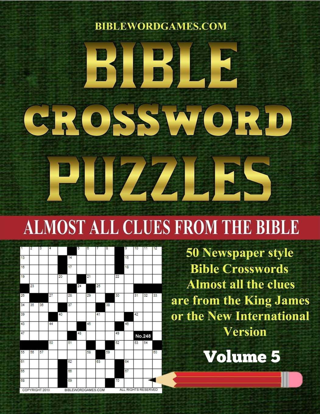 Bible Crossword Puzzles Volume 5: 50 Large print newspaper style Bible crosswords with almost all the clues straight from the Bi,Used
