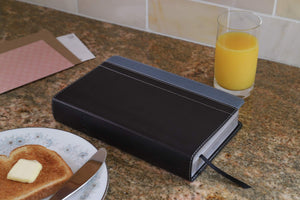 NIV, Men's Devotional Bible, Leathersoft, Charcoal Grey/Steel Blue,New