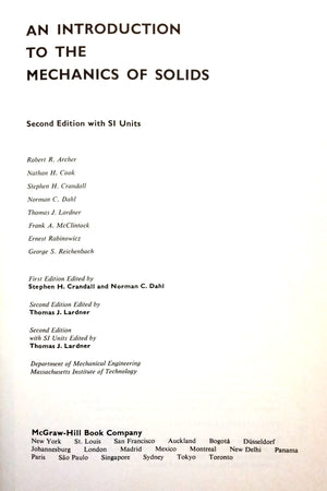 Introduction to the Mechanics of Solids, Second Edition with In SI Units,Used