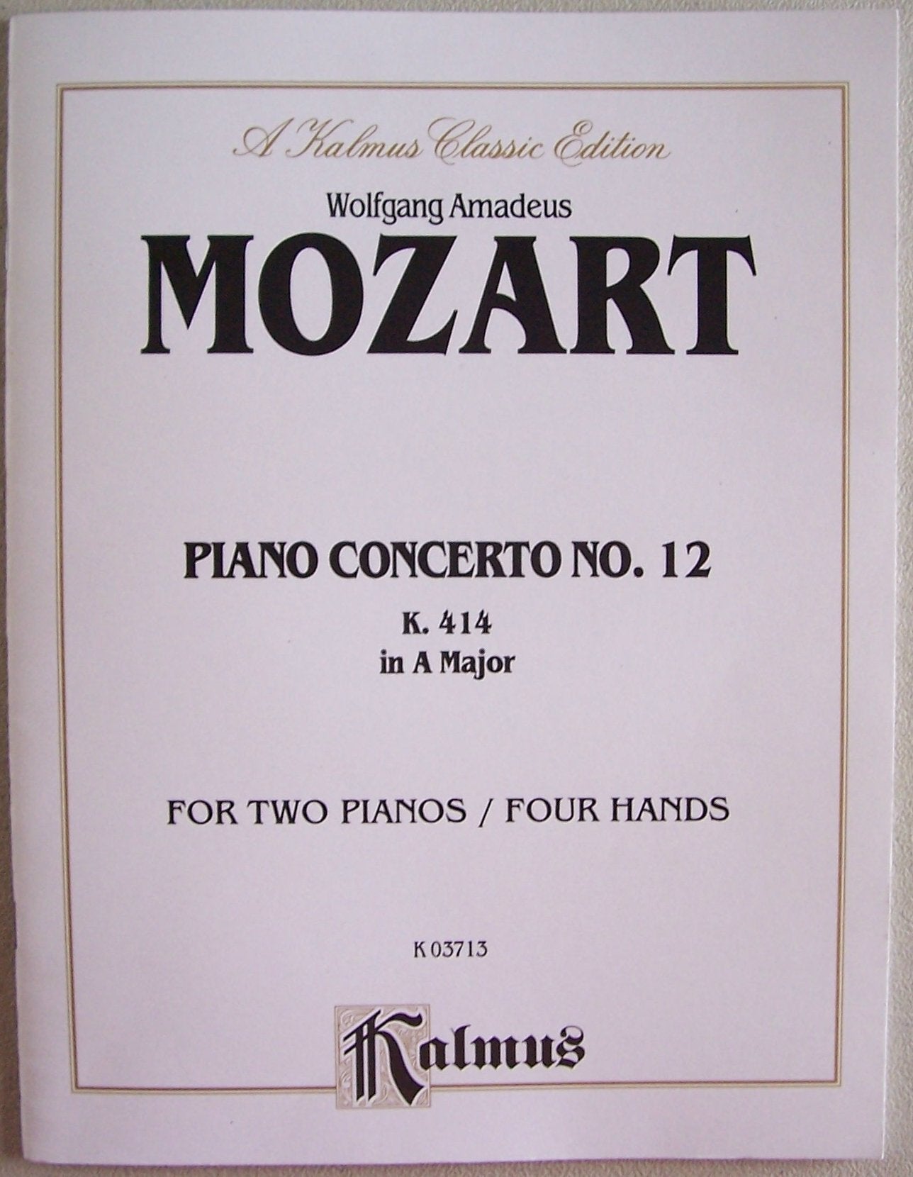 Piano Concerto No. 12 in A Major, K. 414 (Kalmus Edition),Used