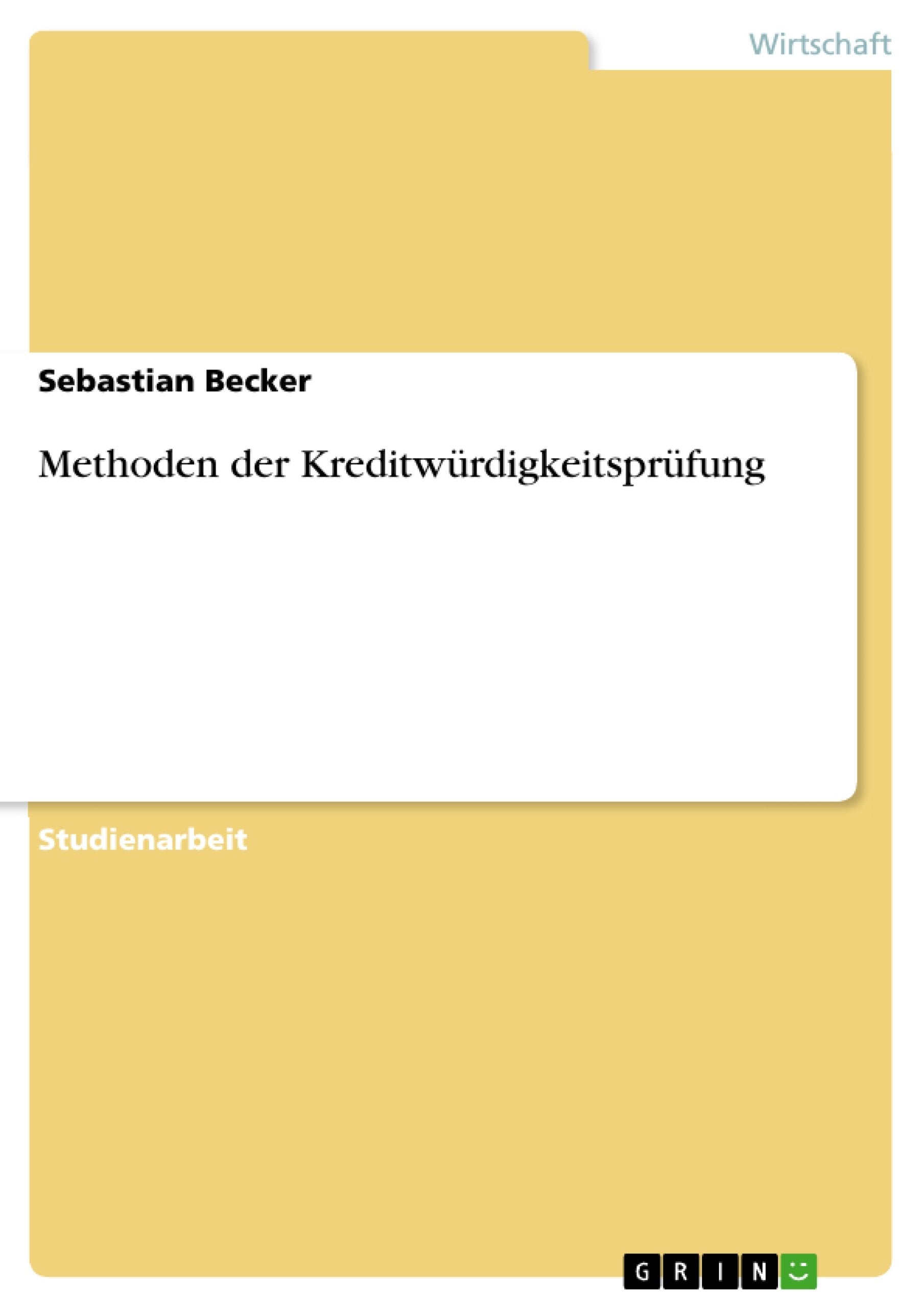 Methoden der Kreditwrdigkeitsprfung (German Edition),Used