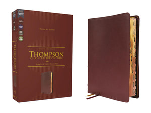 Nkjv, Thompson Chainreference Bible, Genuine Leather, Calfskin, Burgundy, Red Letter, Thumb Indexed, Comfort Print