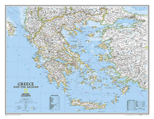 National Geographic Greece Wall Map  Classic  Laminated (30.25 x 23.5 in) (National Geographic Reference Map),Used