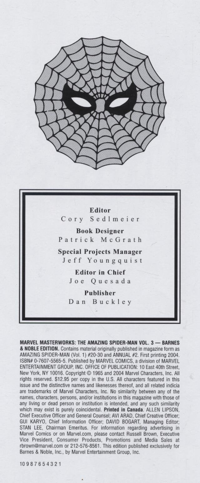 Marvel Masterworks Presents The Amazing Spiderman Volume 3 (Nos. 2030&Annual No. 2),Used