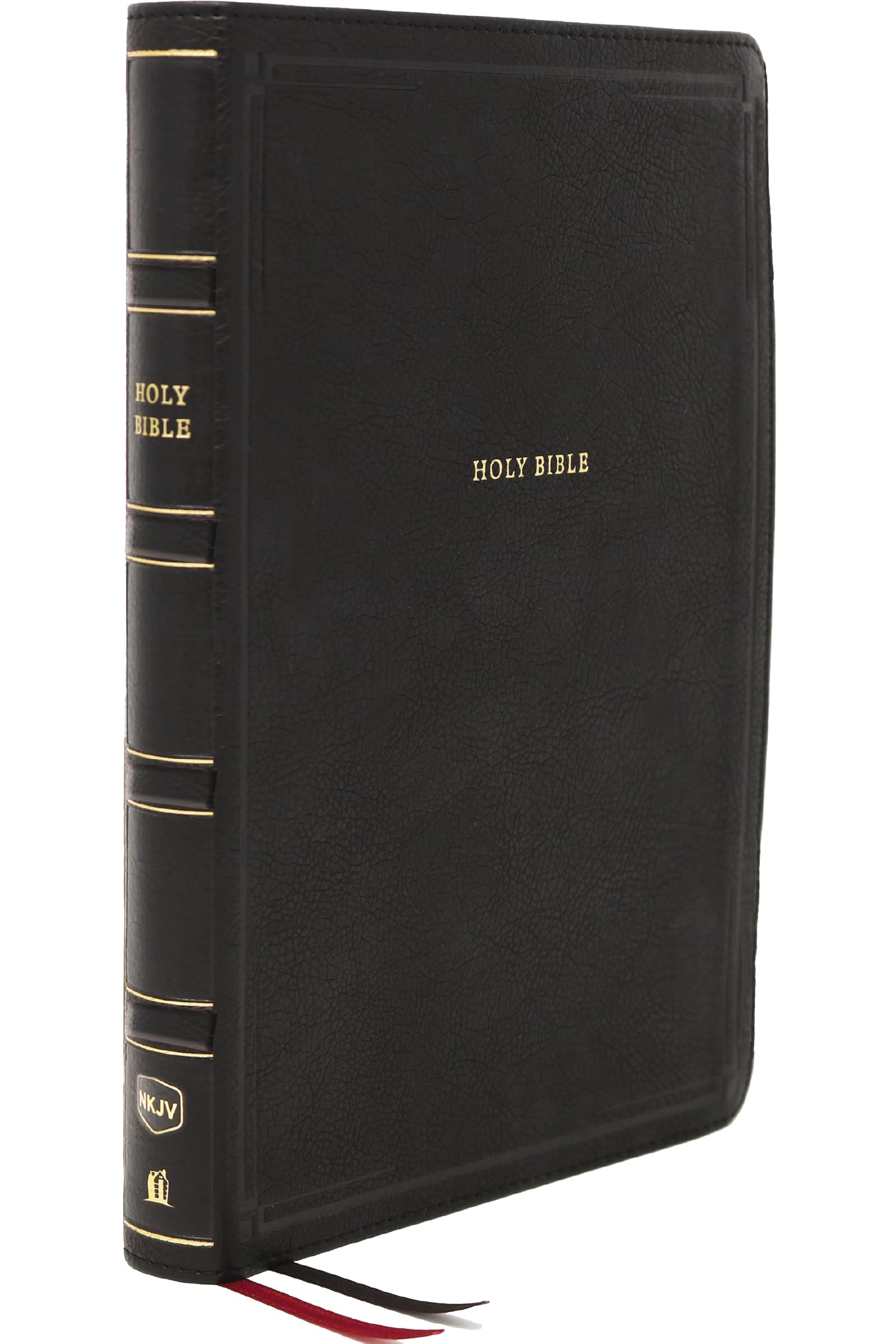 NKJV, Deluxe EndofVerse Reference Bible, Personal Size Large Print, Leathersoft, Black, Thumb Indexed, Red Letter, Comfort Pri,Used