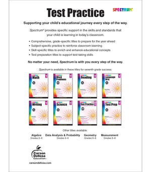 Spectrum Test Practice 7th Grade Workbooks All Subjects, Math, Language Arts, Reading Comprehension, Grammar, Spelling, Vocabula,New