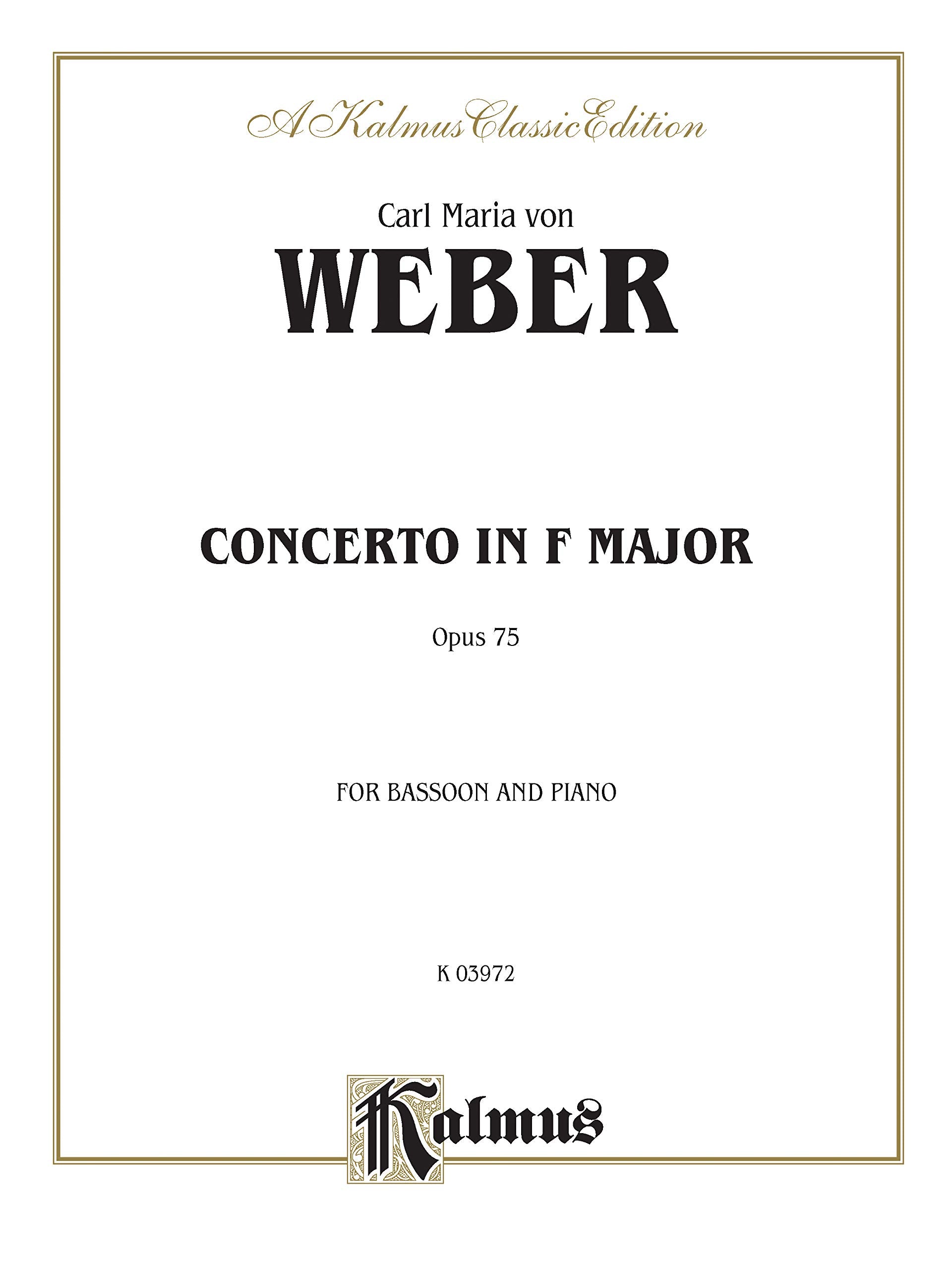 Bassoon Concerto, Op. 75 (Orch.): Part(s) (Kalmus Edition),Used
