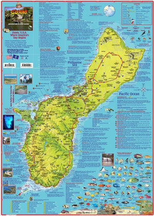 Guam Adventure & Dive Guide Franko Maps Waterproof Map,New