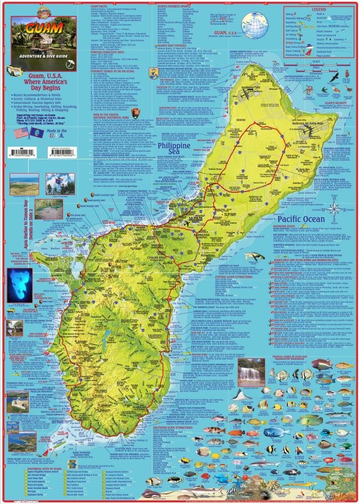Guam Adventure & Dive Guide Franko Maps Waterproof Map,New