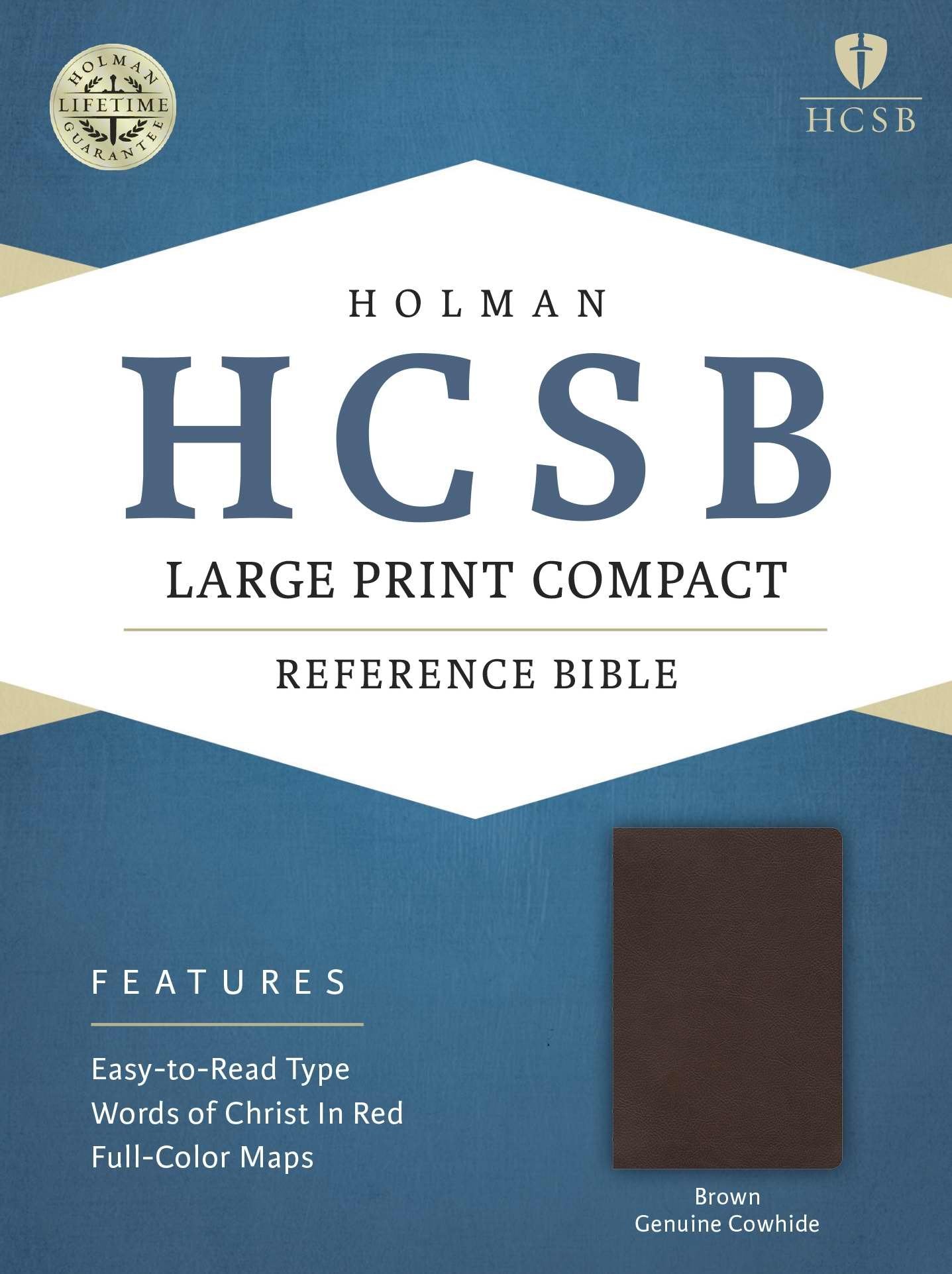 HCSB Large Print Compact Bible, Brown Genuine Cowhide,Used