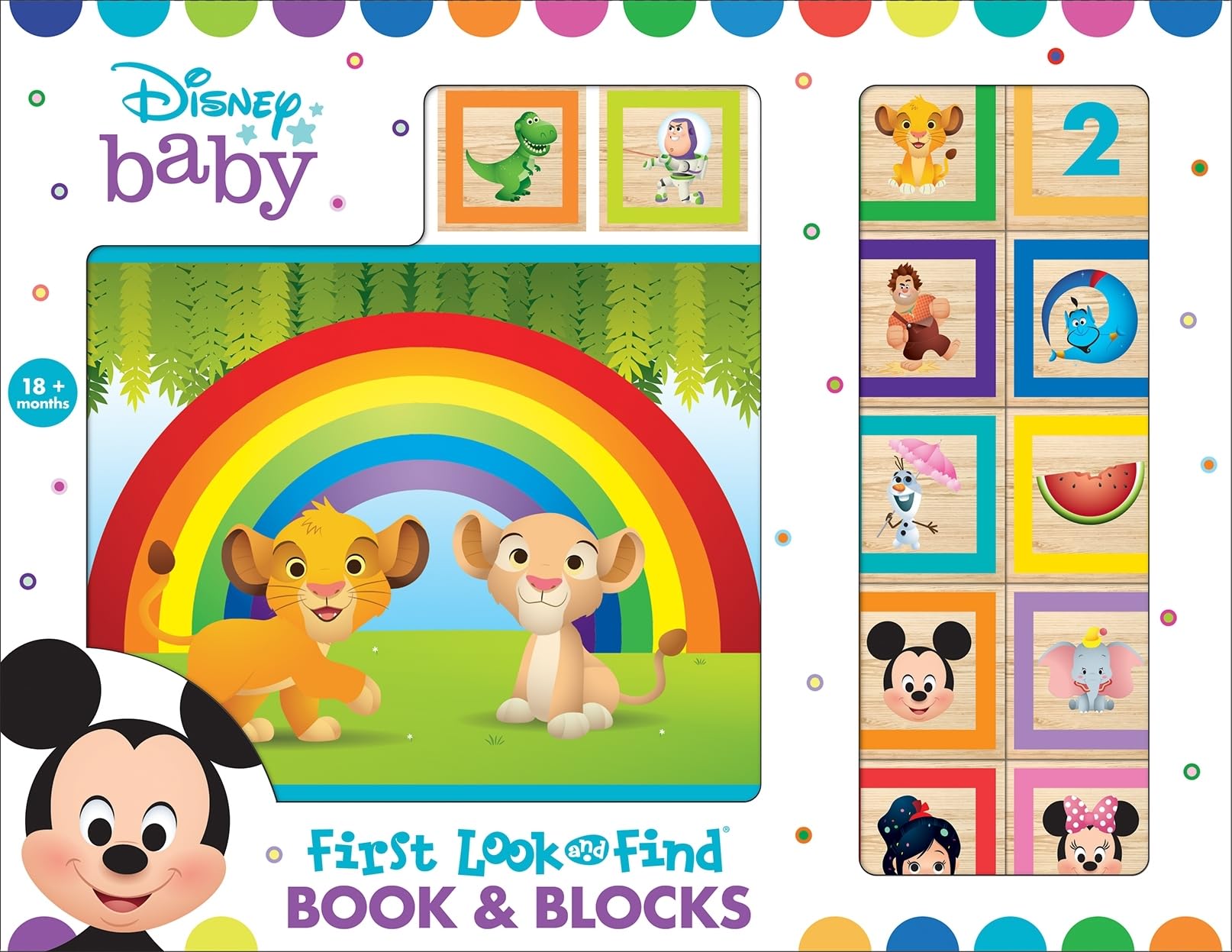 Disney Baby Mickey, Minnie Mouse, Frozen and More!  10 Wooden Blocks and Interactive First Look and Find Board Book Set  PI Ki,Used