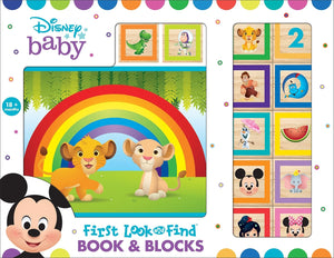 Disney Baby Mickey, Minnie Mouse, Frozen and More!  10 Wooden Blocks and Interactive First Look and Find Board Book Set  PI Ki,Used
