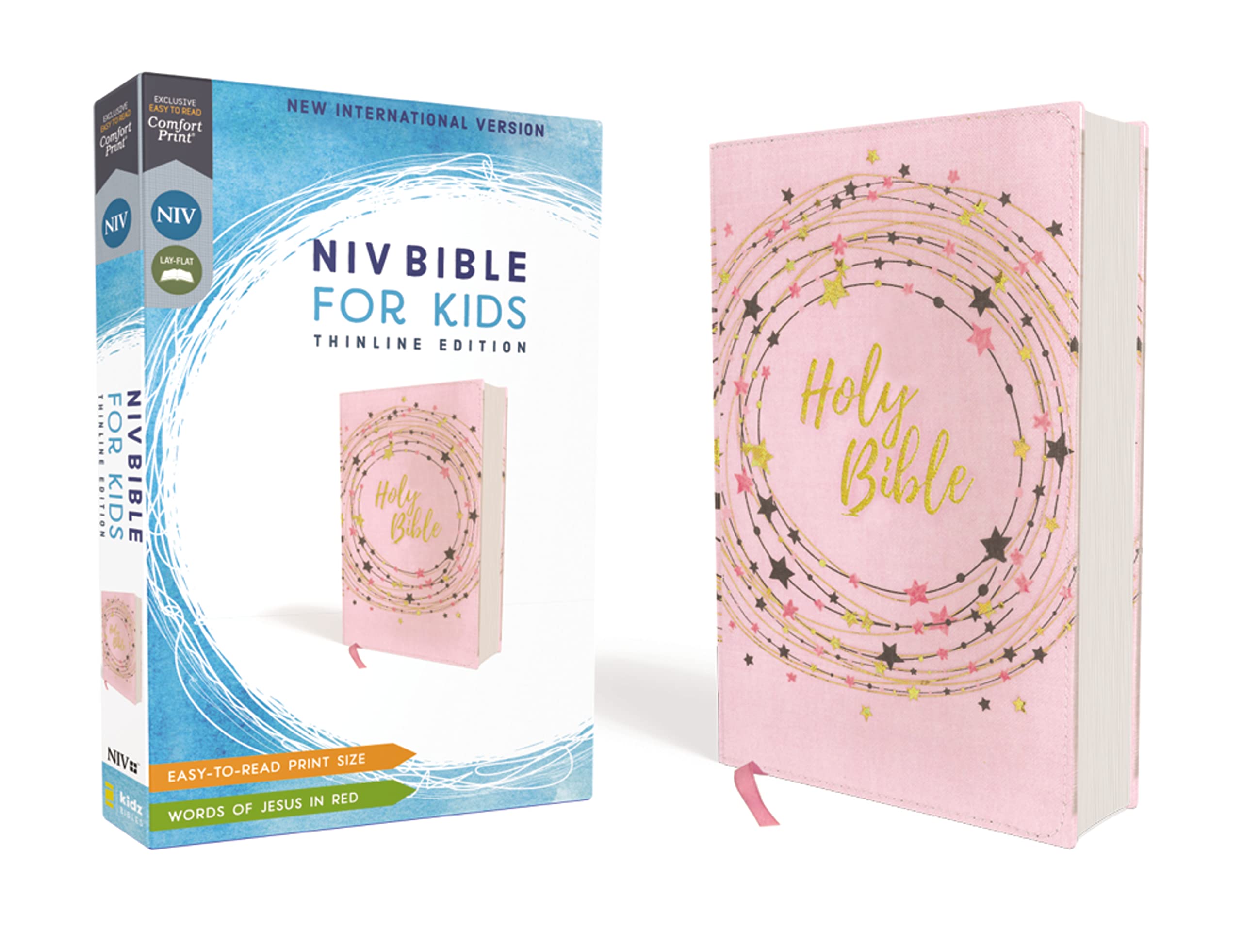 NIV, Bible for Kids, Flexcover, Pink/Gold, Red Letter, Comfort Print: Thinline Edition,Used