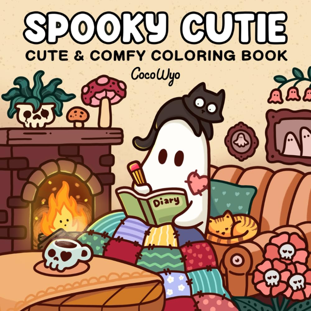 Spooky Cutie: Coloring Book for Adults and Teens Featuring Adorable Creepy Creatures in Cozy Hygge Moments for Relaxation (Cozy