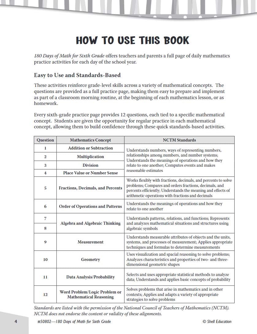 180 Days?: Mathematics for 6th Grade Practice Workbook for Classroom and Home, Cool and Fun Practice Created by Teachers (180 Da,Used
