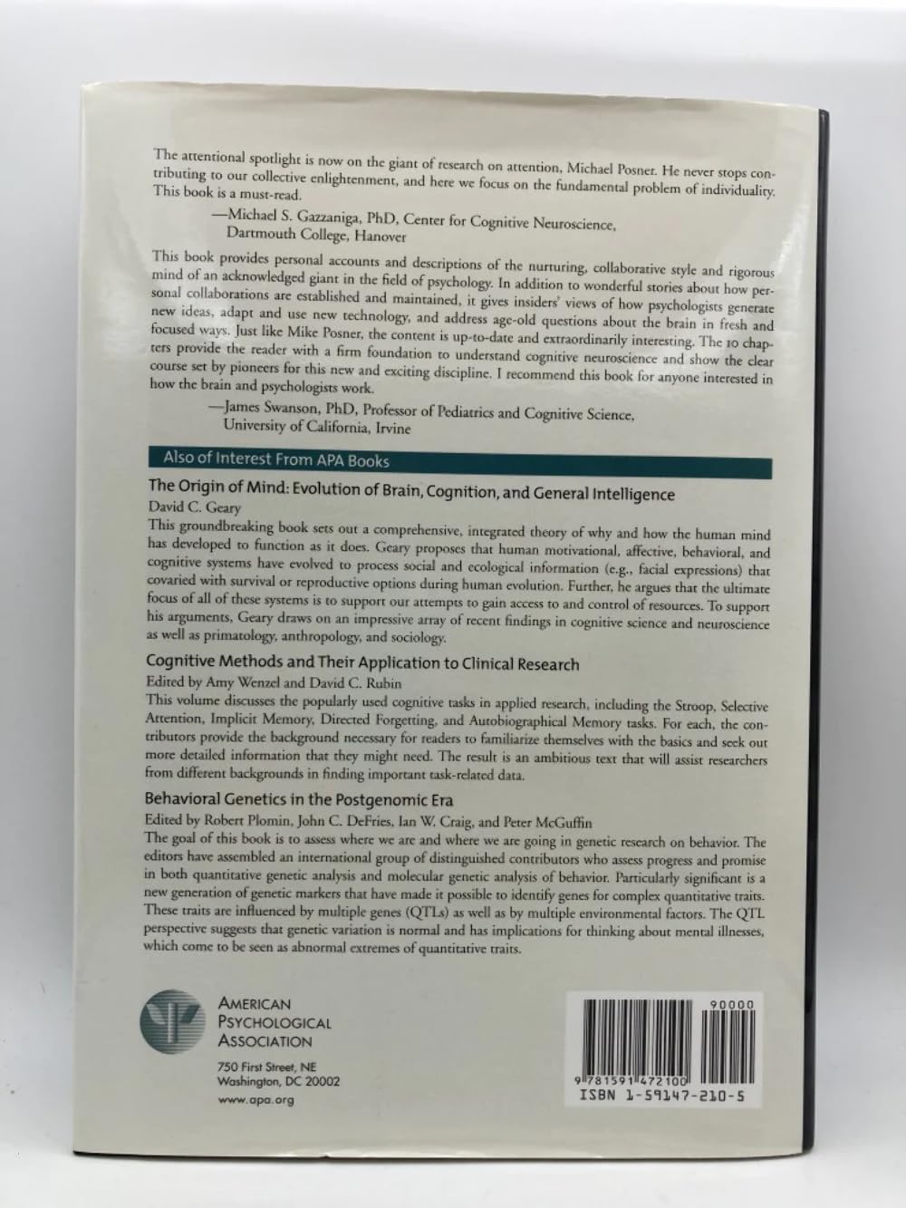 Developing Individually in the Human Brain: A Tribute to Michael I. Posner (Decade of Behavior),Used