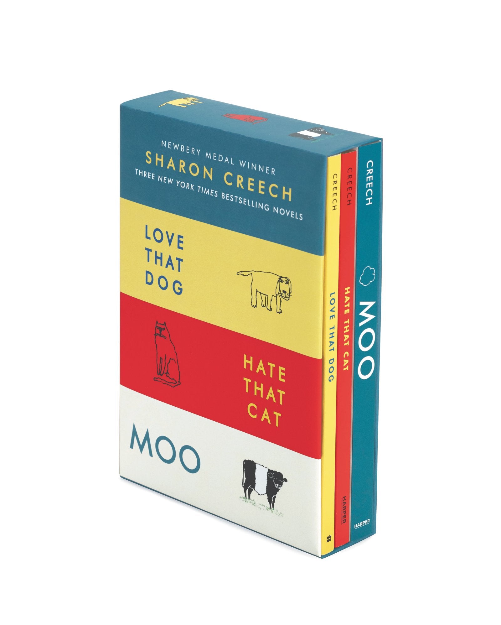 Sharon Creech 3Book Box Set: Love That Dog, Hate That Cat, Moo,Used