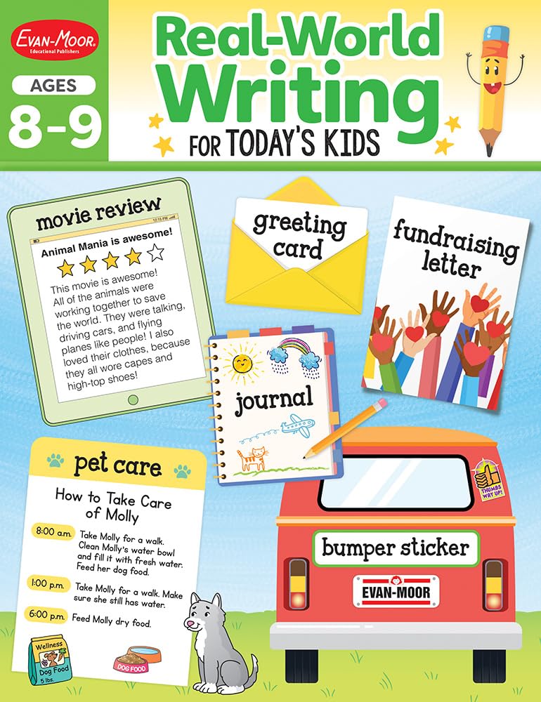 Evanmoor Realworld Writing Activities For Today'S Kids Workbook, Ages 89, Grades 34, Guided Instruction, Examples, Practice,,New