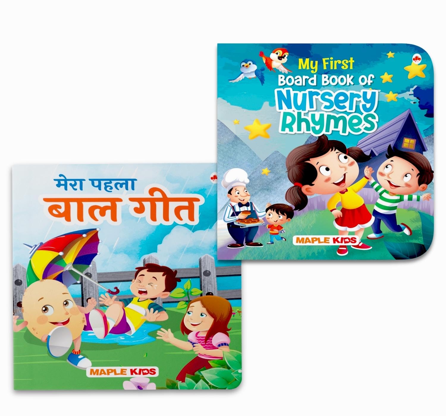Nursery Rhymes For Kids - Board Books For Children (Set Of 2 Books) - Illustrated Nursery Rhymes - Classic Poems - Age 0 - 2 Years - Johnny Johnny, Mary Had A Little Lamb, Baarish, Billi Mausi