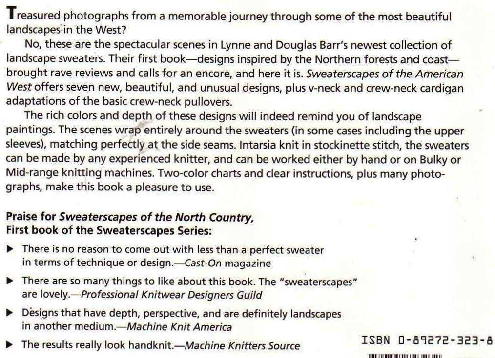 Sweaterscapes Of The American West: A Collection Of Designs For Machine And Hand Knitters,Used
