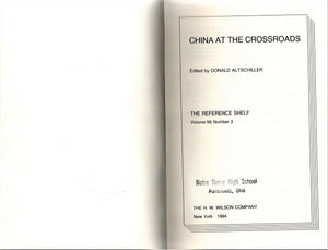 China at the Crossroads (Reference Shelf, Vol 66, No 3),Used