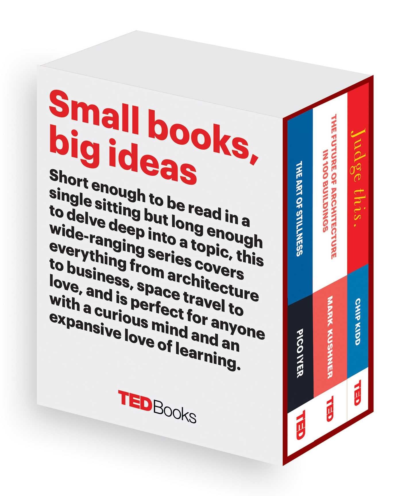 TED Books Box Set: The Creative Mind: The Art of Stillness, The Future of Architecture, and Judge This,Used