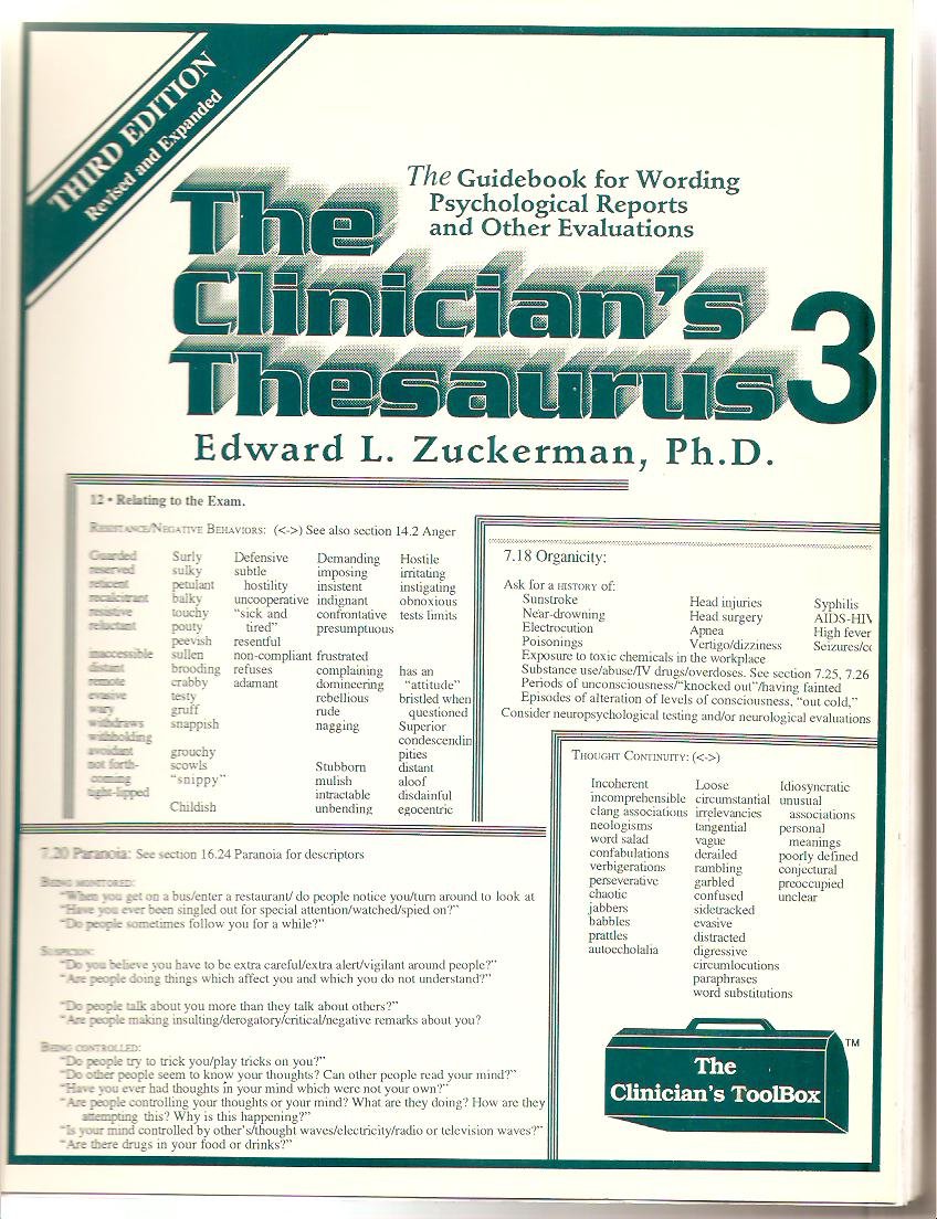 Clinician's thesaurus 3: The guide for wording psychological reports and other evaluations (Clinician's toolbox),Used
