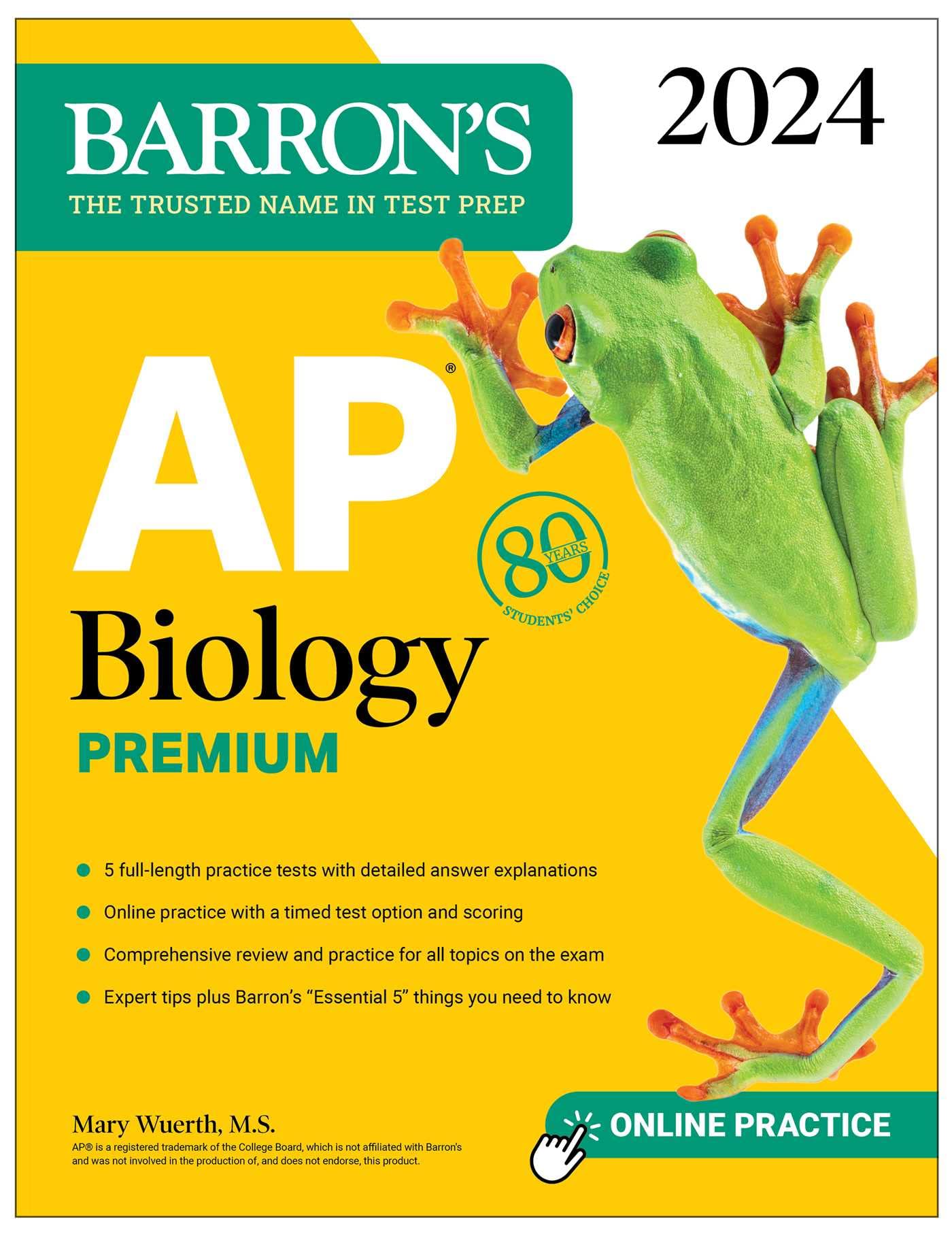 AP Biology Premium, 2024: Comprehensive Review With 5 Practice Tests + an Online Timed Test Option (Barron's AP Prep),New