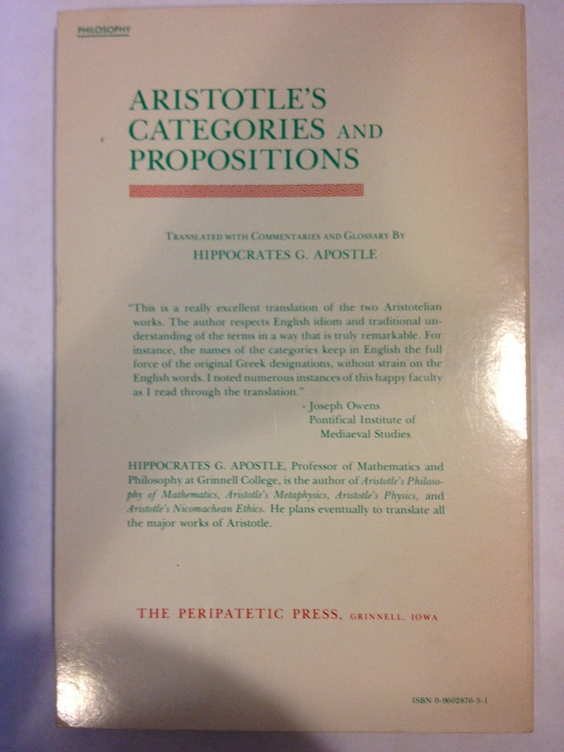 Aristotle's Categories and Propositions (De Interpretatione),Used