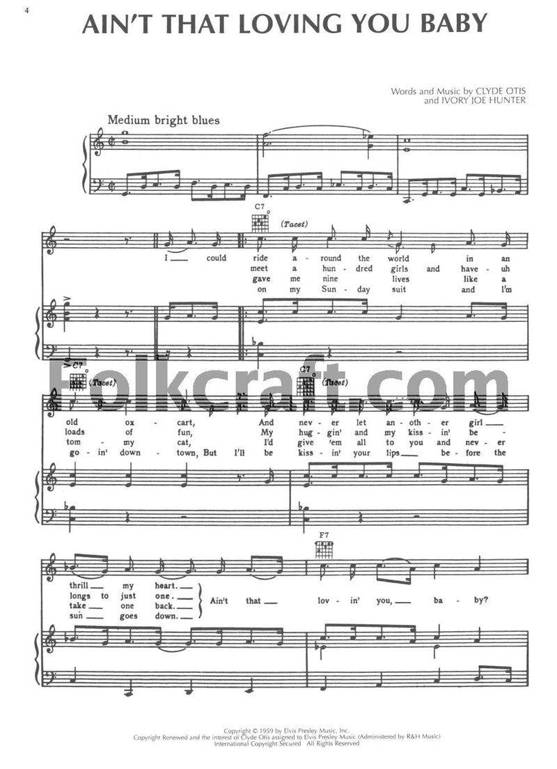 Elvis Presley  The King of Rock & Roll Piano, Vocal and Guitar Chords,Used