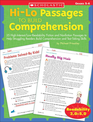 Hi/Lo Passages To Build Reading Comprehension Grades 56: 25 Highinterest/Low Readability Fiction And Nonfiction Passages To He,New