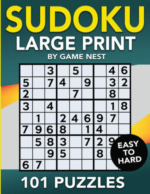 Sudoku Large Print 101 Puzzles Easy to Hard: One Puzzle Per Page  Easy, Medium, and Hard Large Print Puzzle Book For Adults (Pu,Used
