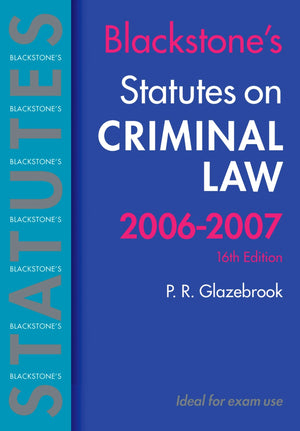 Blackstone's Statutes on Criminal Law 20062007 (Blackstone's Statute Book Series),Used