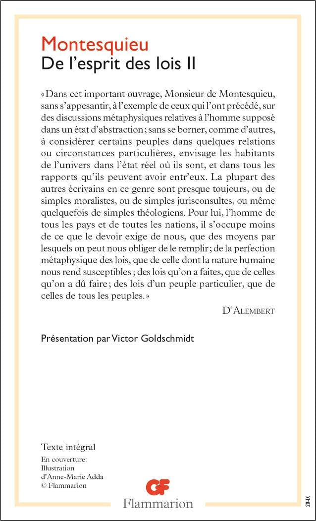De L'Esprit Des Lois: Anthologie (2),Used