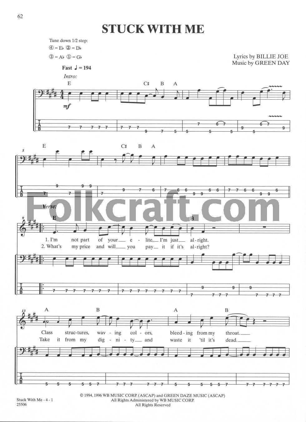 Bass Anthology: Green Day, Authentic Bass Tab Edition (Bass Anthology Series),Used