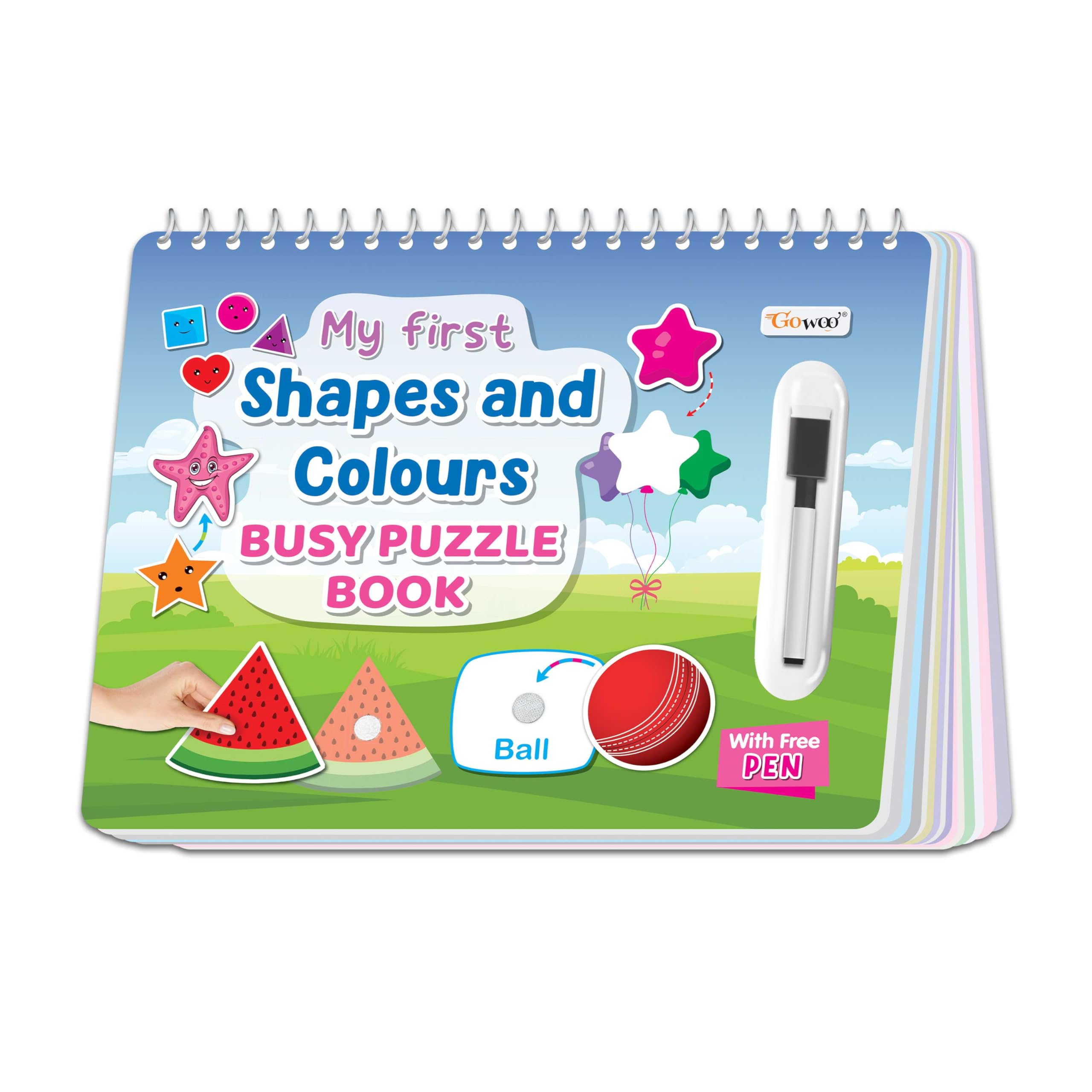 My First Shapes And Colours Busy Puzzle Book: Early Learning Activities, Activity Binder For Children, Book Of Spiral Binding, Hook And Loop Montessori Book, Preschool Sticker Book.