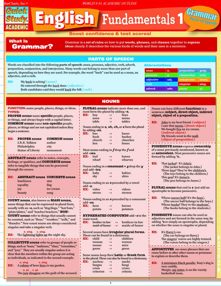 English Fundamentals 1 (Quick Study),Used