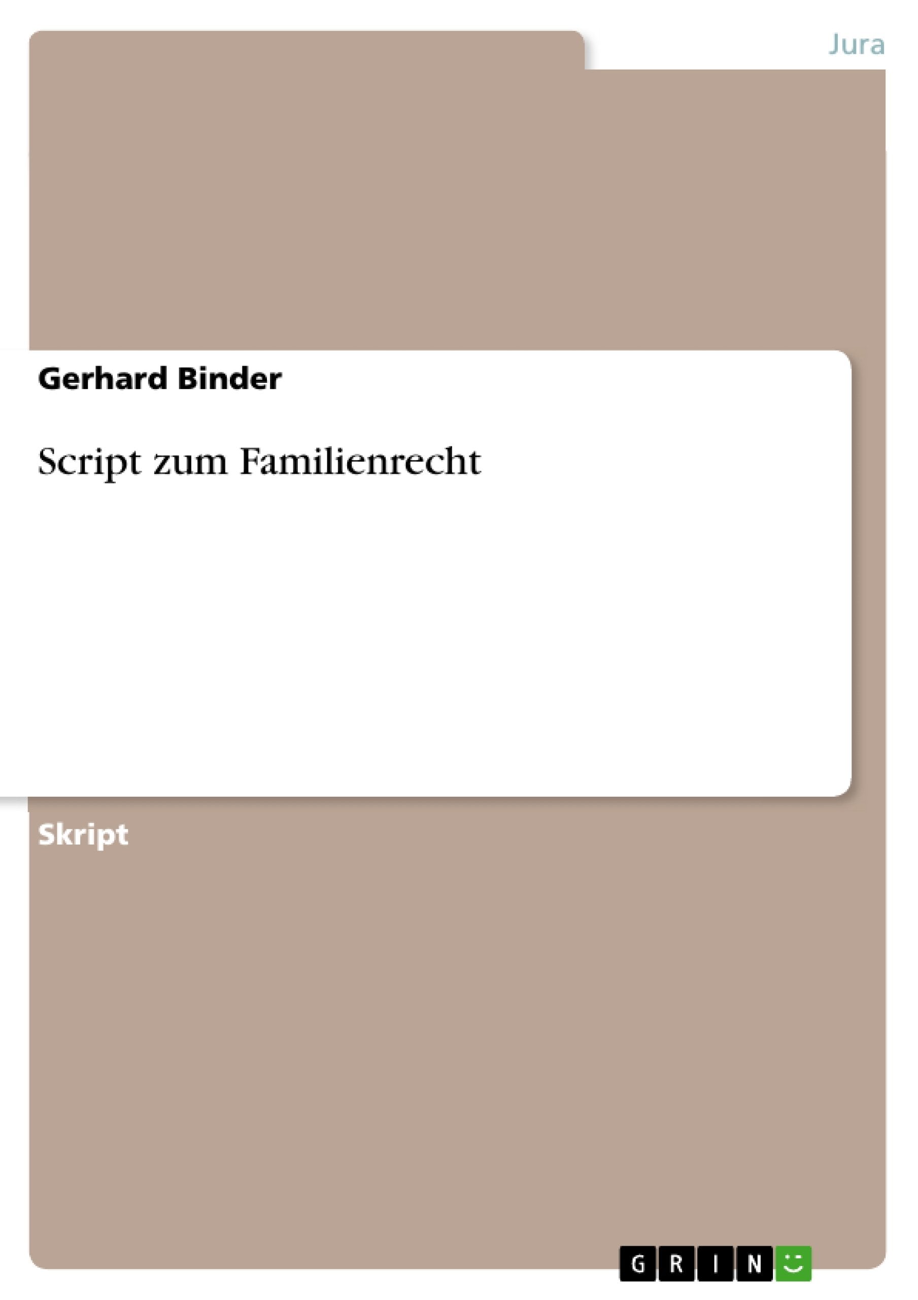 Script Zum Familienrecht (German Edition),Used