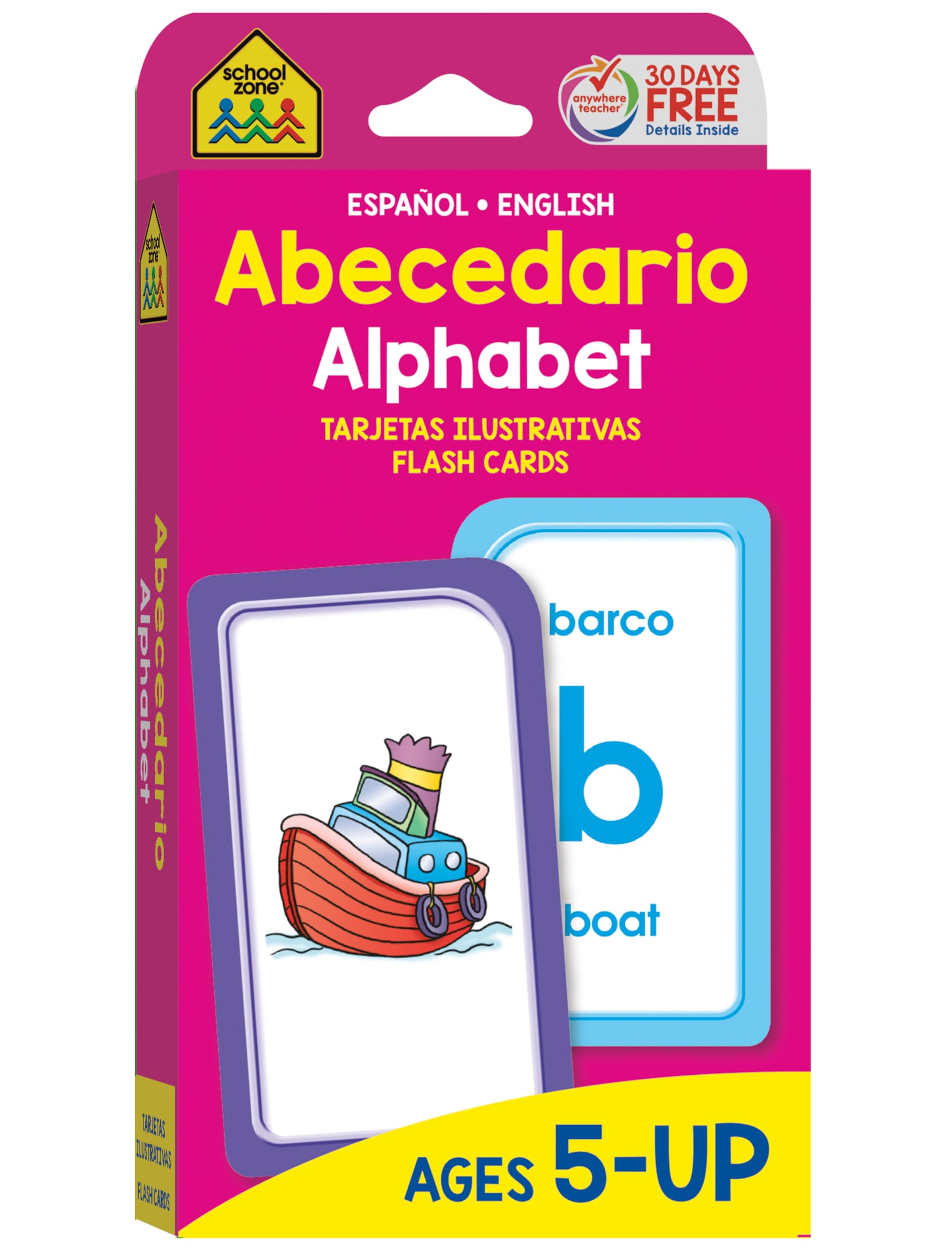 School Zone  Bilingual Alphabet Flash Cards  Ages 5+, Kindergarten To 1St Grade, Esl, Language Immersion, Phonics, Abcs, Alpha