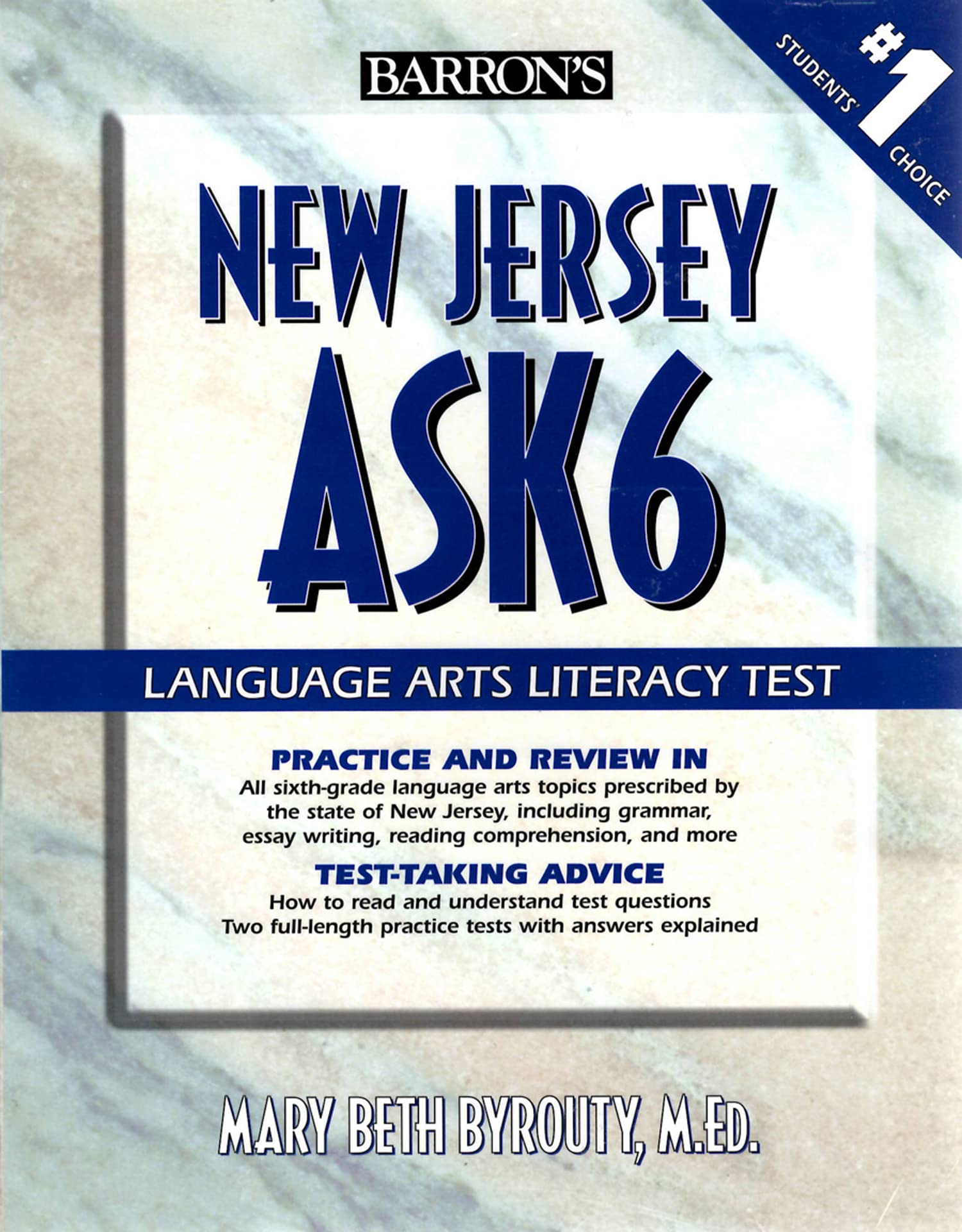 Barron's New Jersey Ask6 Language Arts Literacy Test,Used
