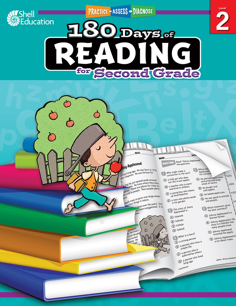 180 Days of Reading: Grade 2  Daily Reading Workbook for Classroom and Home, Reading Comprehension and Phonics Practice, School,New