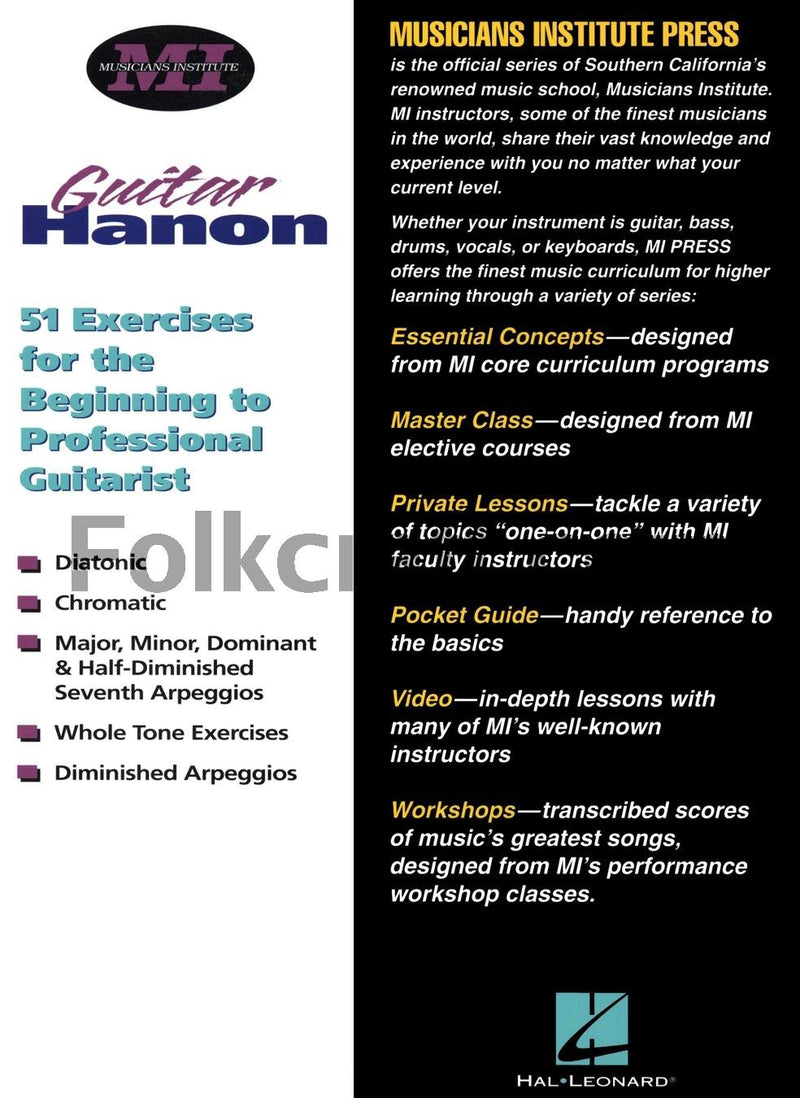 Guitar Hanon: Private Lessons Series (Private Lessons / Musicians Institute),New