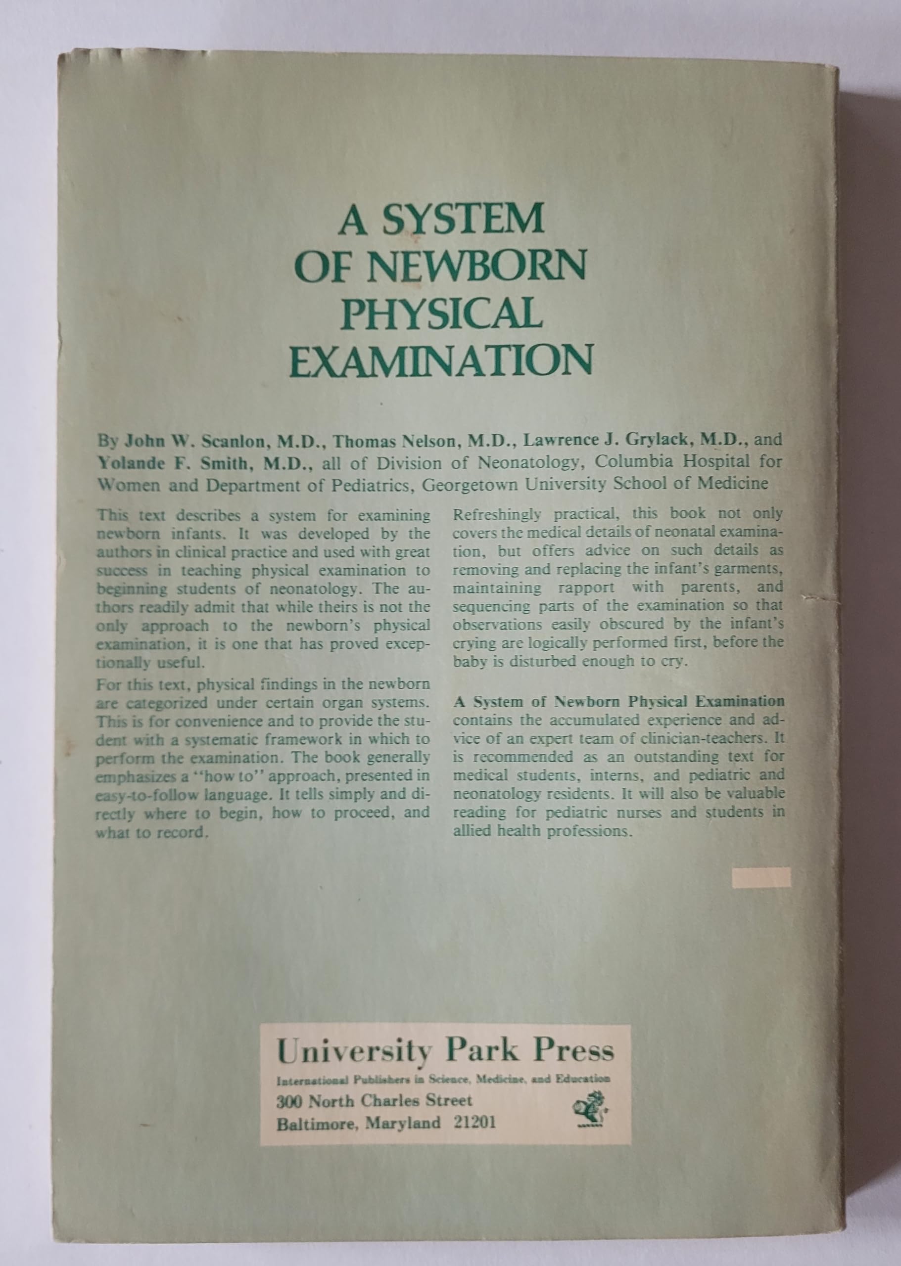 A System of newborn physical examination,Used