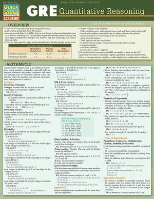 GRE  Quantitative Reasoning: Quickstudy Laminated Reference Guide,Used