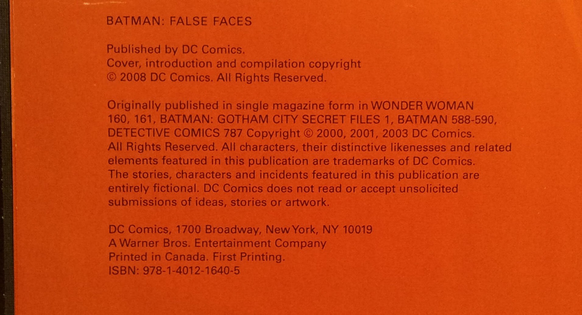 Batman: False Faces,Used