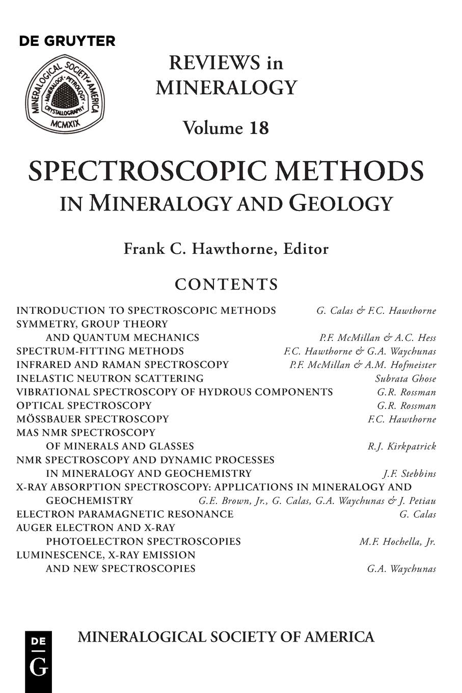 Spectroscopic Methods In Mineralogy And Geology (Reviews In Mineralogy & Geochemistry, 18),Used