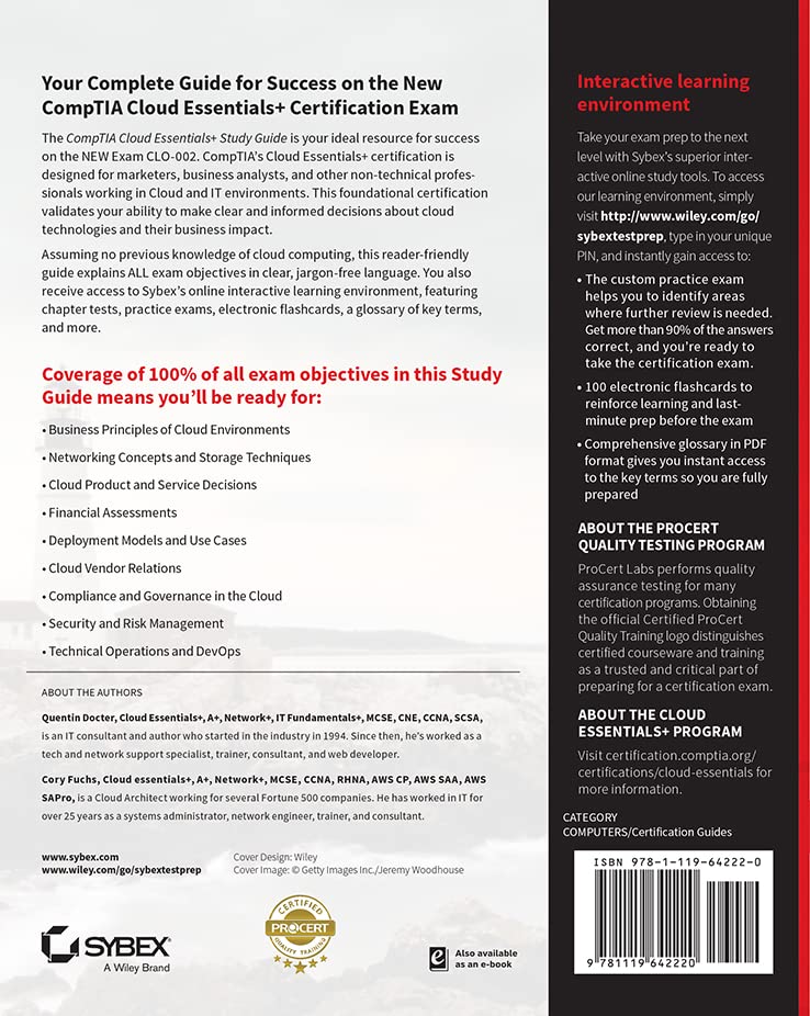 CompTIA Cloud Essentials+ Study Guide: Exam CLO002,Used